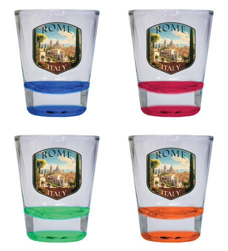 Rome Italy Design C Souvenir 2 Ounce Shot Glass Round 4-Pack Multicolor 