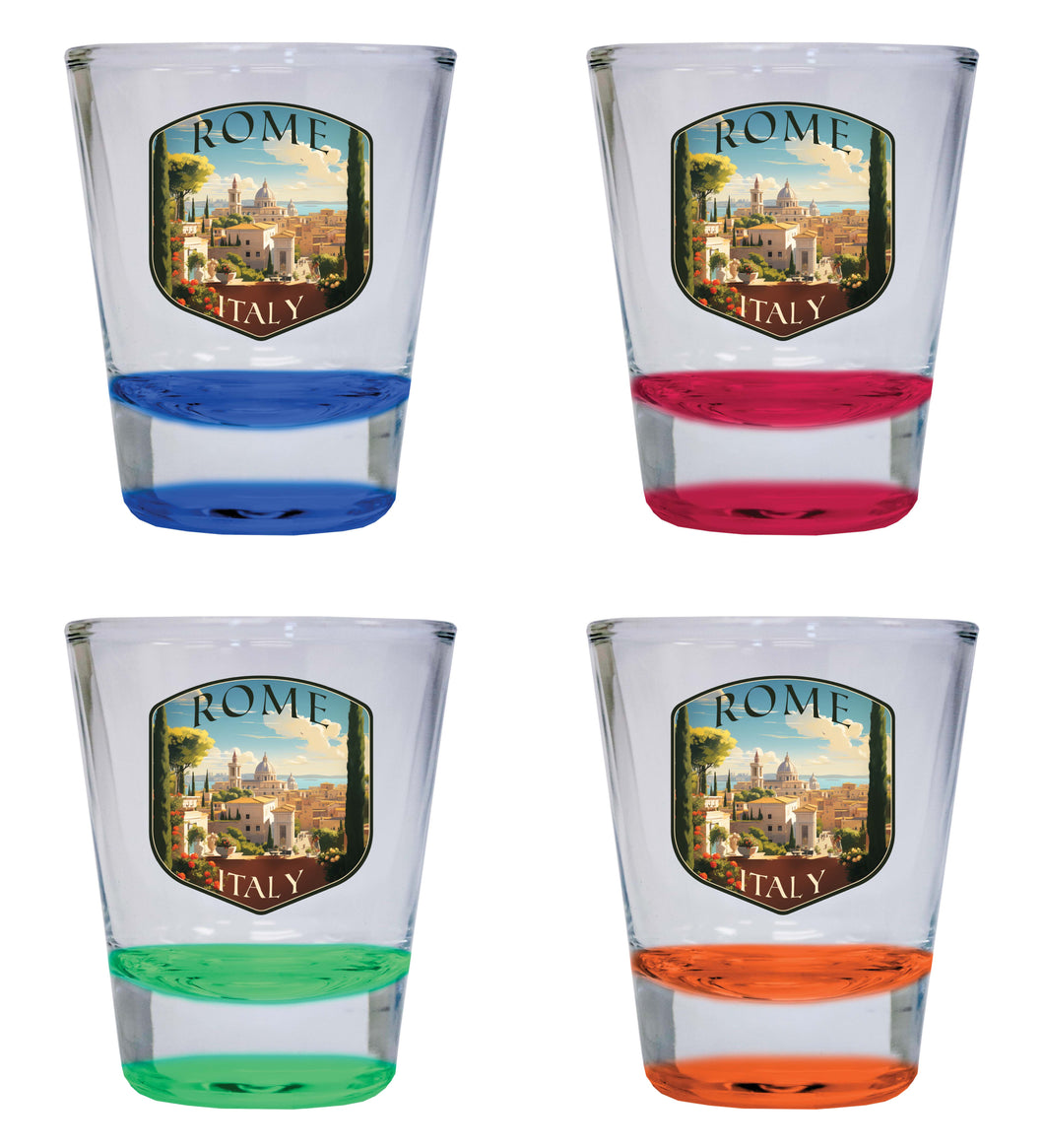 Rome Italy Design C Souvenir 2 Ounce Shot Glass Round 4-Pack Multicolor 