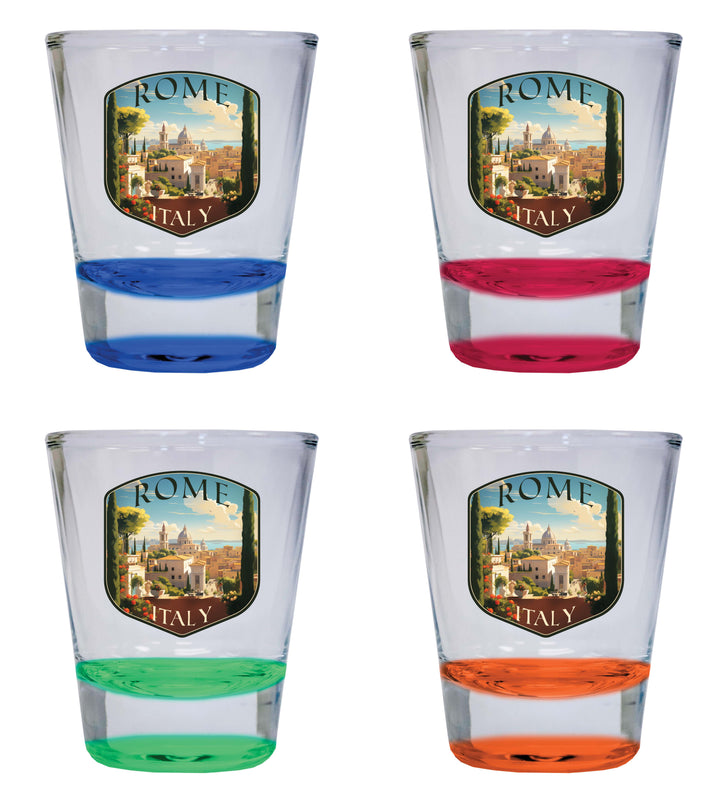 Rome Italy Design C Souvenir 2 Ounce Shot Glass Round 4-Pack Multicolor 