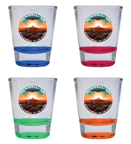 Roswell New Mexico Design A Souvenir 2 Ounce Shot Glass Round 4-Pack Multicolor 
