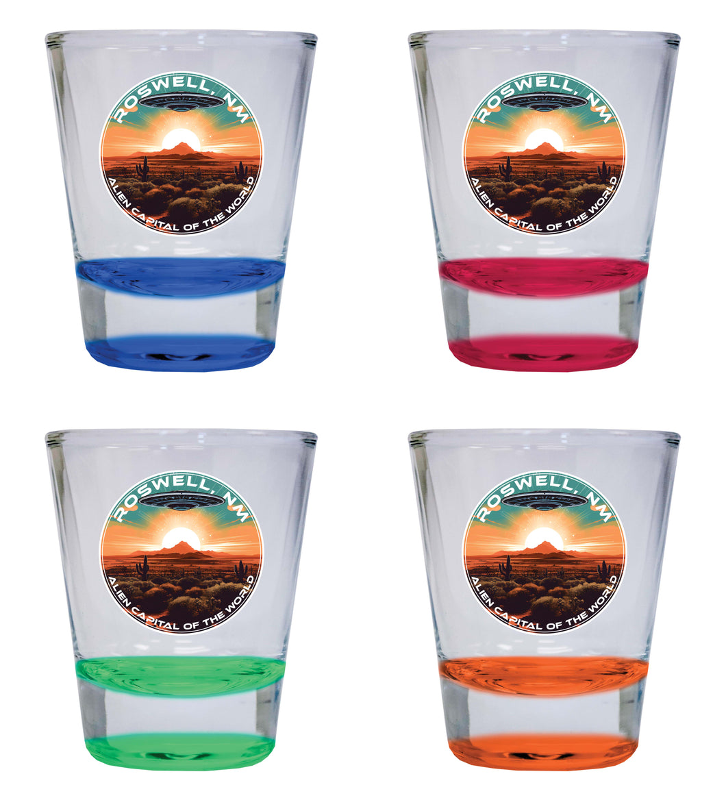 Roswell New Mexico Design A Souvenir 2 Ounce Shot Glass Round 4-Pack Multicolor 