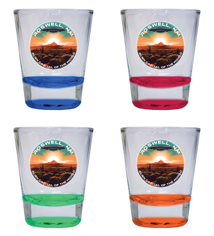 Roswell New Mexico Design A Souvenir 2 Ounce Shot Glass Round 4-Pack Multicolor 