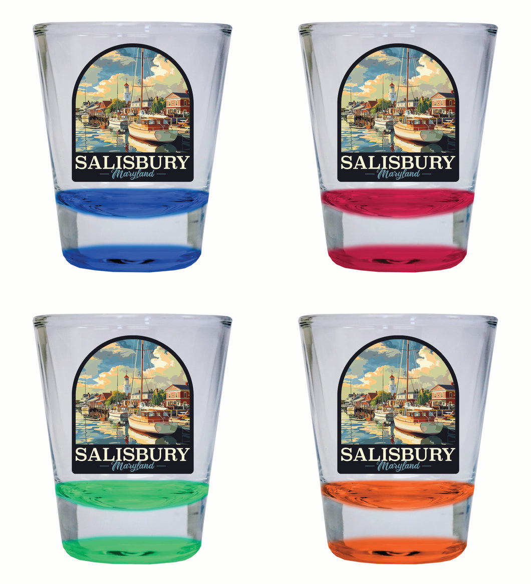 Salisbury Maryland Port of Salisbury Marina Design Souvenir 2 Ounce Shot Glass Round 4-Pack Multicolor 