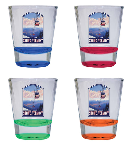 Stowe Mountain Vermont Design B Souvenir 2 Ounce Shot Glass Round 4-Pack Multicolor 