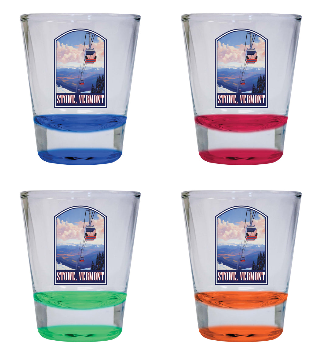 Stowe Mountain Vermont Design B Souvenir 2 Ounce Shot Glass Round 4-Pack Multicolor 