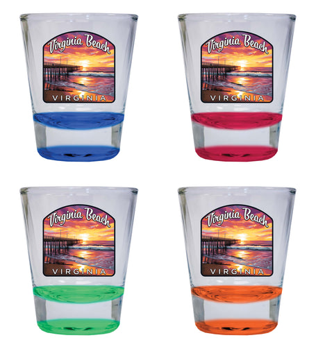 Virginia Beach Viginia Design A Souvenir 2 Ounce Shot Glass Round 4-Pack Multicolor 