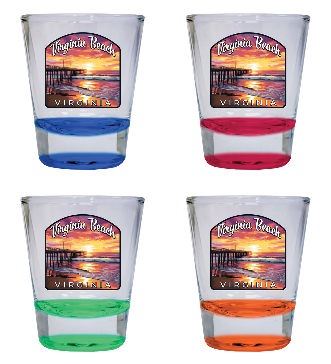 Virginia Beach Viginia Design A Souvenir 2 Ounce Shot Glass Round 4-Pack Multicolor 