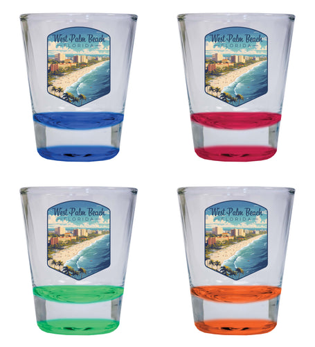 West Palm Beach Florida Design A Souvenir 2 Ounce Shot Glass Round 4-Pack Multicolor 