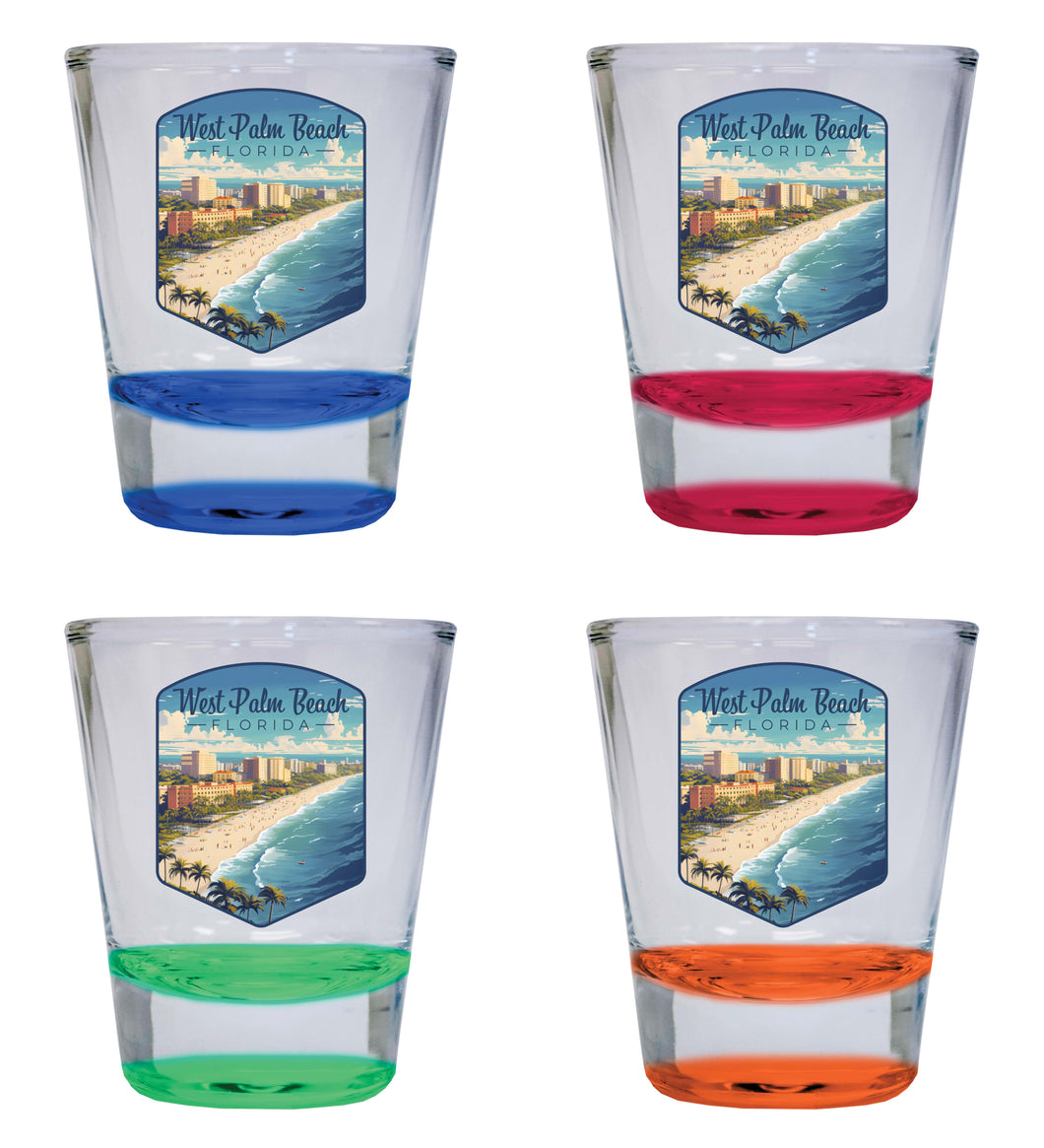 West Palm Beach Florida Design A Souvenir 2 Ounce Shot Glass Round 4-Pack Multicolor 