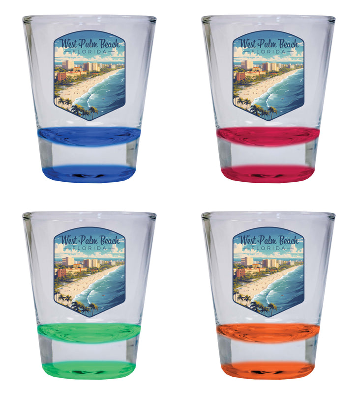 West Palm Beach Florida Design A Souvenir 2 Ounce Shot Glass Round 4-Pack Multicolor 