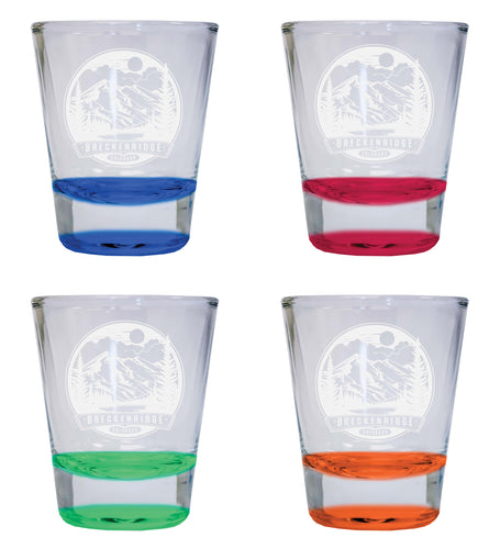 Brekenridge Colorado Souvenir 2 Ounce Engraved Shot Glass Round 4-Pack Multicolor 