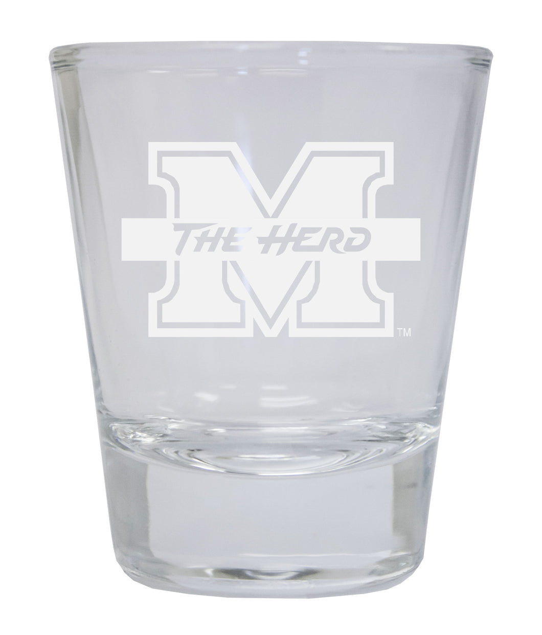 Marshall Thundering Herd Etched Round Shot Glass Officially Licensed Collegiate Product