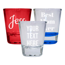 Load image into Gallery viewer, Customizable Engraved 2oz Round Shot Glass Personalized with Custom Text or Name
