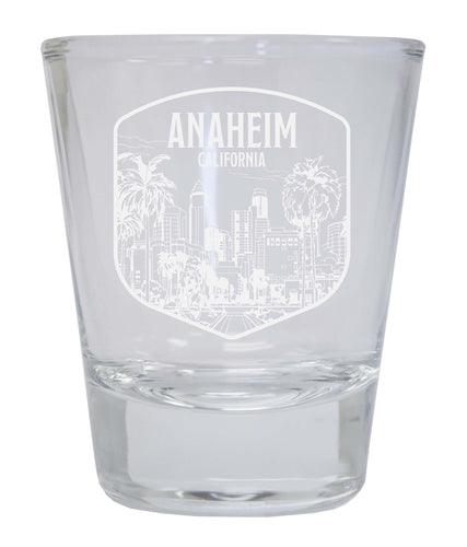 Anaheim California Souvenir 2 Ounce Engraved Shot Glass Round Clear 4-Pack
