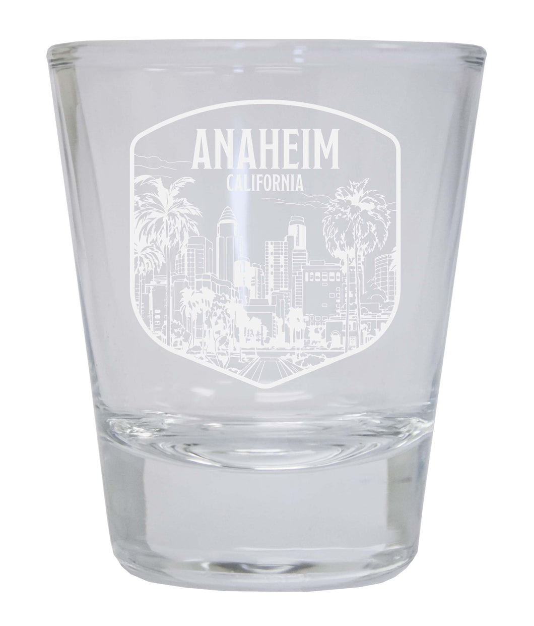 Anaheim California Souvenir 2 Ounce Engraved Shot Glass Round Clear 4-Pack
