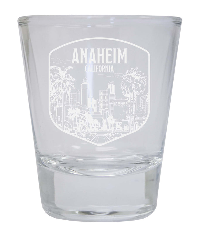 Anaheim California Souvenir 2 Ounce Engraved Shot Glass Round Clear 4-Pack