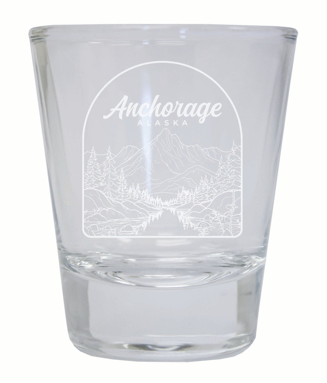 Anchorage Alaska Souvenir 2 Ounce Engraved Shot Glass Round Clear 4-Pack