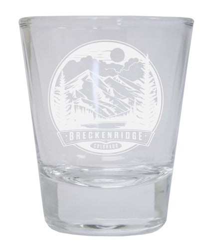Brekenridge Colorado Souvenir 2 Ounce Engraved Shot Glass Round Clear 4-Pack