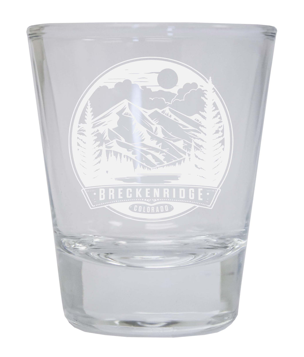 Brekenridge Colorado Souvenir 2 Ounce Engraved Shot Glass Round Clear 4-Pack