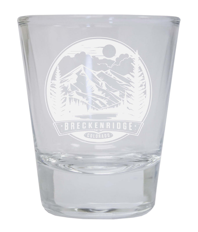 Brekenridge Colorado Souvenir 2 Ounce Engraved Shot Glass Round Clear 4-Pack