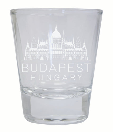 Budapest Hungary Souvenir 2 Ounce Engraved Shot Glass Round Clear Single Unit