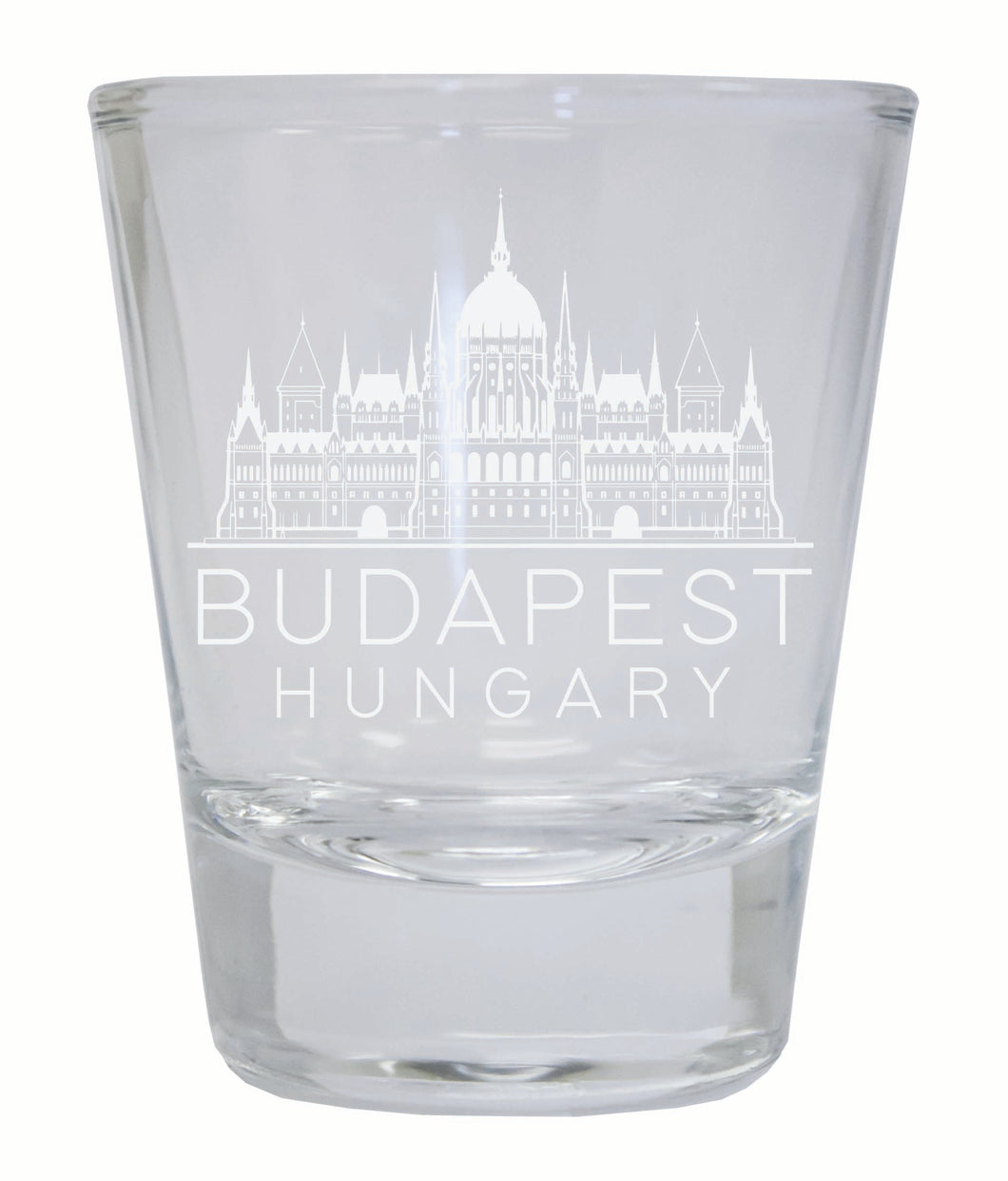 Budapest Hungary Souvenir 2 Ounce Engraved Shot Glass Round Clear Single Unit