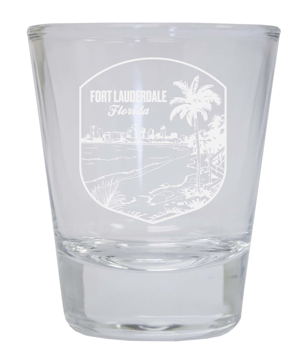 Fort Lauderdale Souvenir 2 Ounce Engraved Shot Glass Round Clear 2-Pack