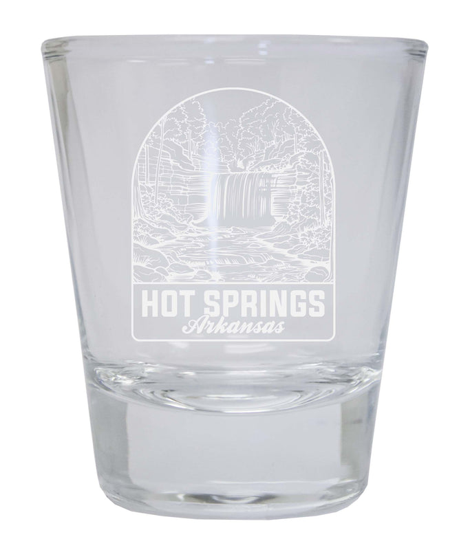 Hot Springs Arkansas Souvenir 2 Ounce Engraved Shot Glass Round Clear Single Unit
