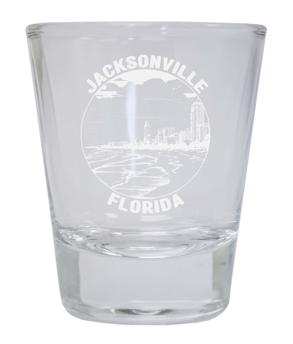 Jacksonville Florida Souvenir 2 Ounce Engraved Shot Glass Round Clear Single Unit
