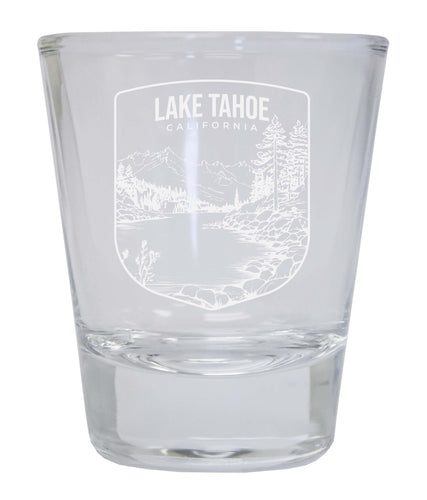 Lake Tahoe California Souvenir 2 Ounce Engraved Shot Glass Round Clear 4-Pack