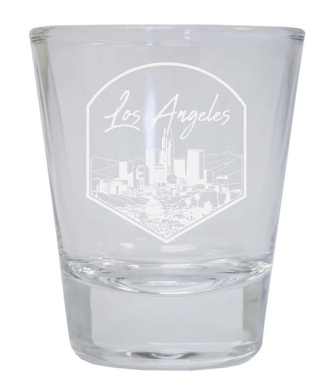 Los Angeles California Engraving 1 Souvenir 2 Ounce Engraved Shot Glass Round Clear 4-Pack