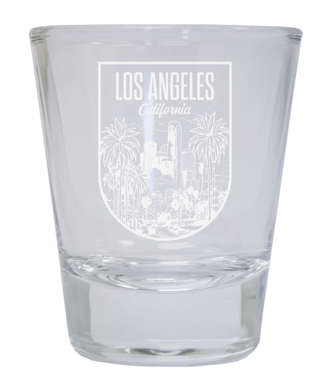 Los Angeles California Engraving 2 Souvenir 2 Ounce Engraved Shot Glass Round Clear 2-Pack