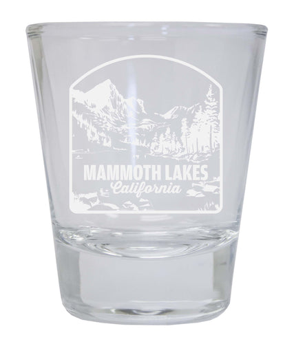 Mammoth Lakes California Souvenir 2 Ounce Engraved Shot Glass Round Clear 4-Pack