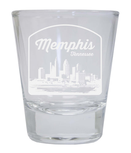 Memphis Tennessee Souvenir 2 Ounce Engraved Shot Glass Round Clear 4-Pack