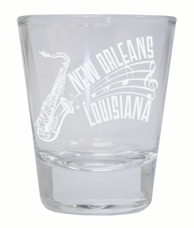 New Orleans Louisiana Souvenir 2 Ounce Engraved Shot Glass Round Clear 4-Pack