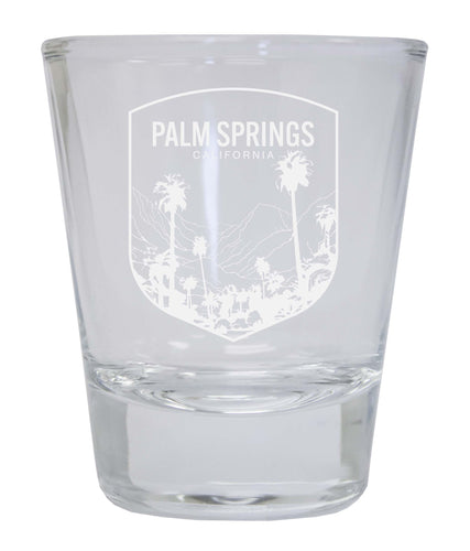 Palm Springs California Souvenir 2 Ounce Engraved Shot Glass Round Clear 4-Pack