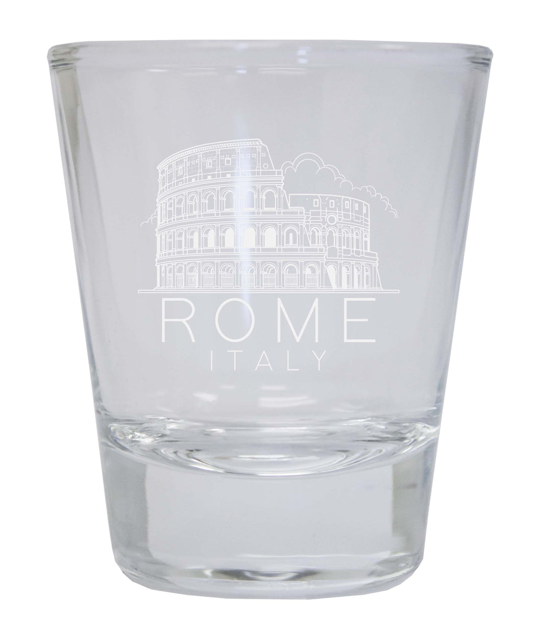 Rome Italy Souvenir 2 Ounce Engraved Shot Glass Round Clear 4-Pack