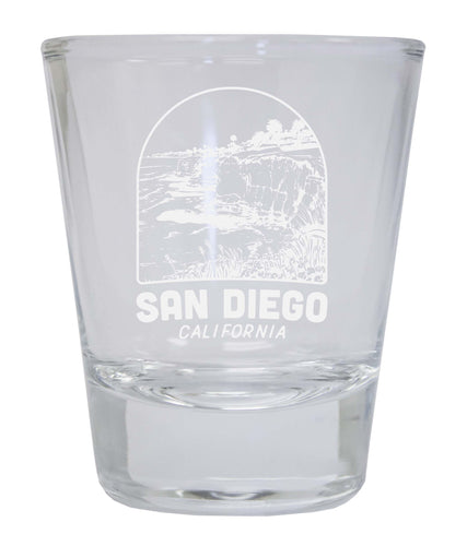 San Diego California Souvenir 2 Ounce Engraved Shot Glass Round Clear 4-Pack