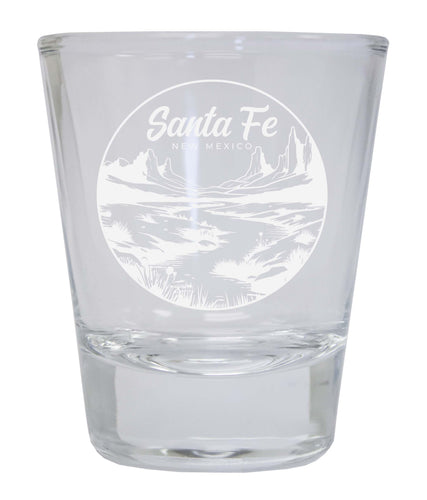 Santa Fe New Mexico Souvenir 2 Ounce Engraved Shot Glass Round Clear Single Unit
