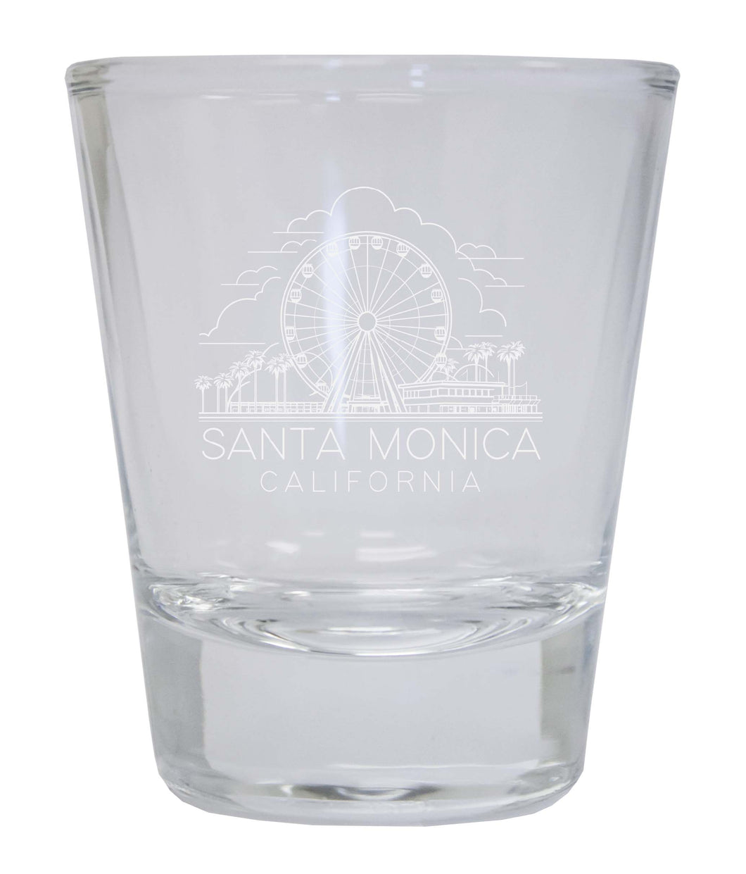 Santa Monica California Souvenir 2 Ounce Engraved Shot Glass Round Clear Single Unit