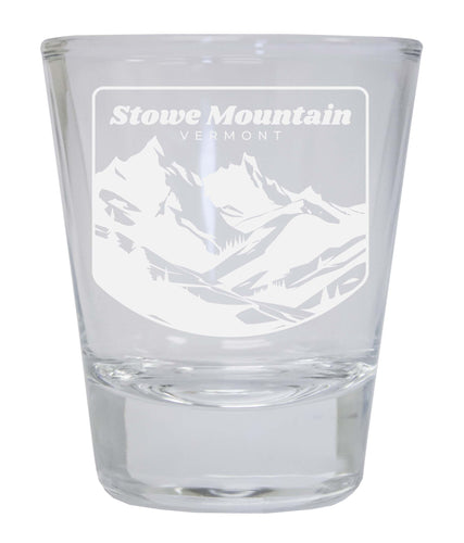 Stowe Mountain Vermont Souvenir 2 Ounce Engraved Shot Glass Round Clear 2-Pack