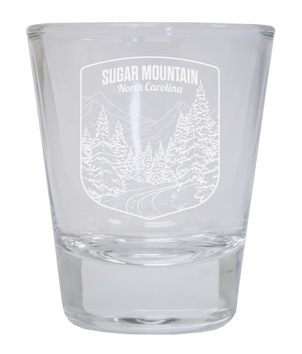 Sugar Mountain North Carolina Souvenir 2 Ounce Engraved Shot Glass Round Clear 4-Pack