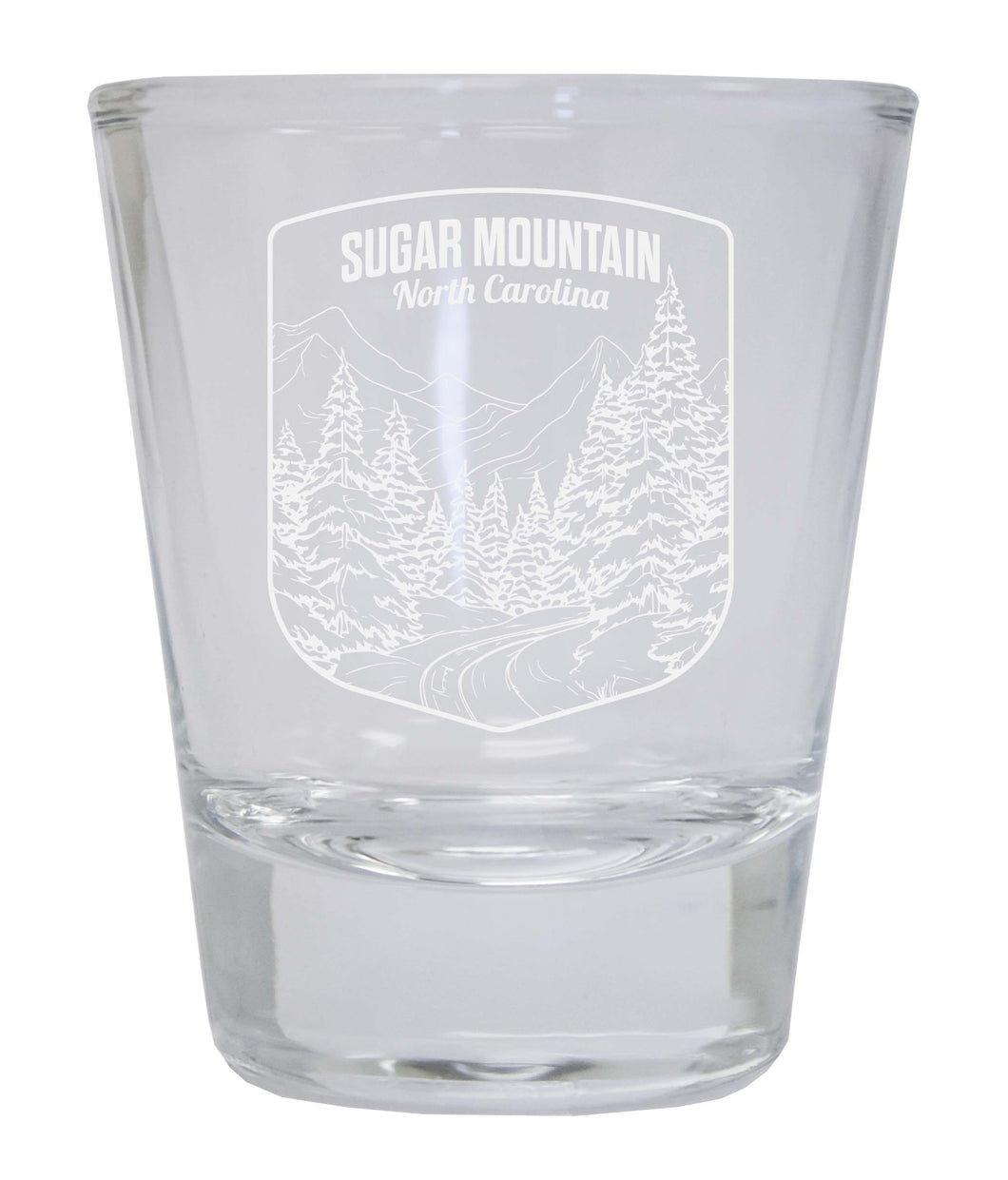 Sugar Mountain North Carolina Souvenir 2 Ounce Engraved Shot Glass Round Clear 4-Pack