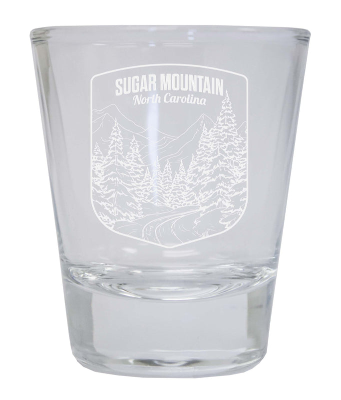 Sugar Mountain North Carolina Souvenir 2 Ounce Engraved Shot Glass Round Clear 4-Pack
