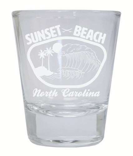 Sunset Beach North Carolina Souvenir 2 Ounce Engraved Shot Glass Round Clear 4-Pack