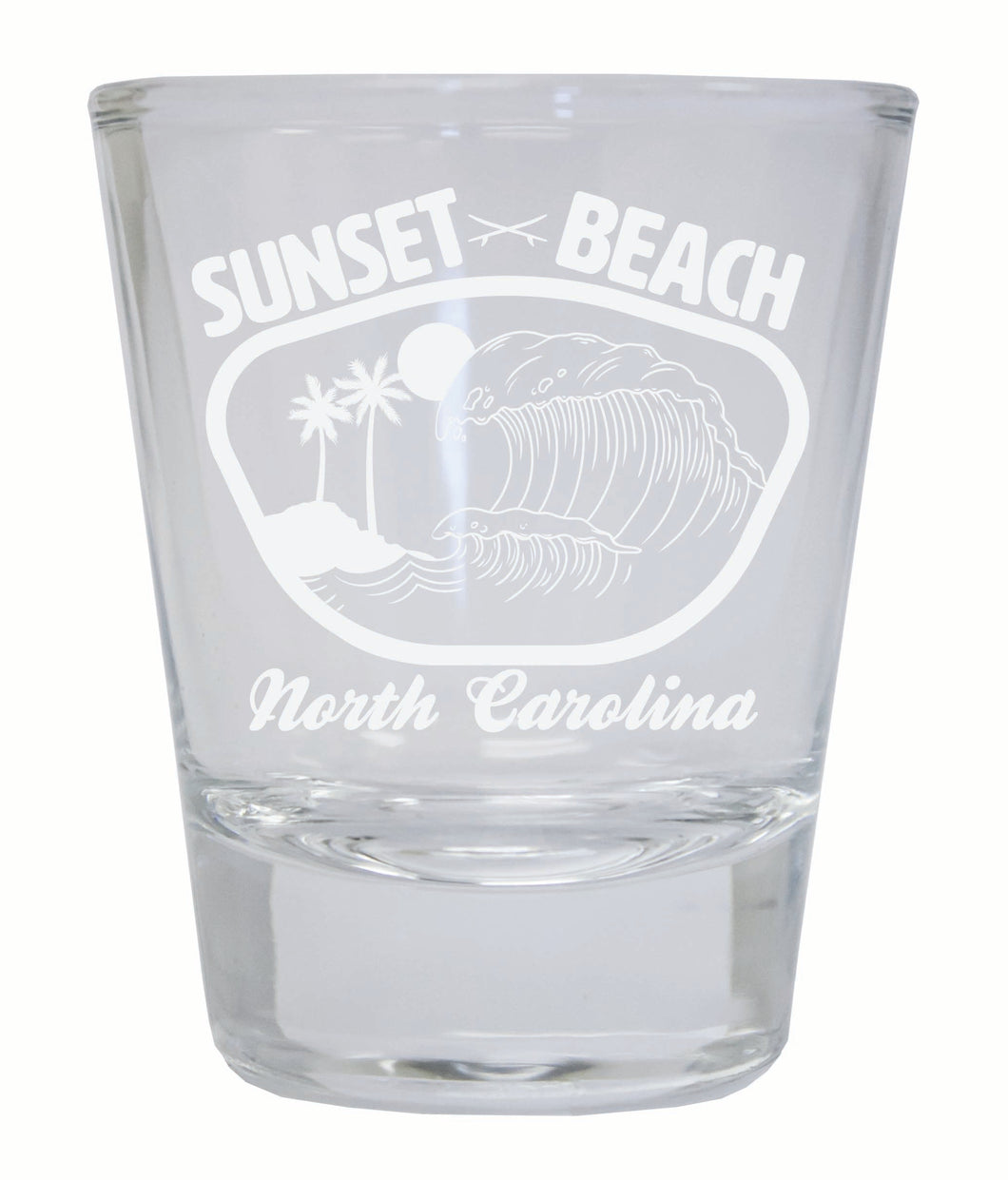 Sunset Beach North Carolina Souvenir 2 Ounce Engraved Shot Glass Round Clear 4-Pack