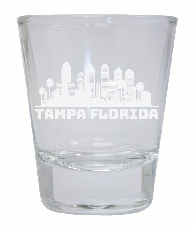 Tampa Florida Souvenir 2 Ounce Engraved Shot Glass Round Clear Single Unit