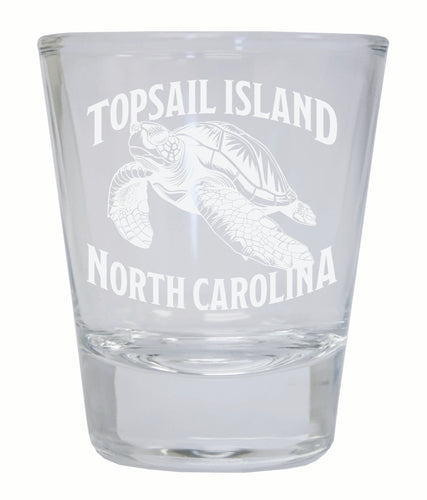 Topsail Island North Carolina Souvenir 2 Ounce Engraved Shot Glass Round Clear 2-Pack