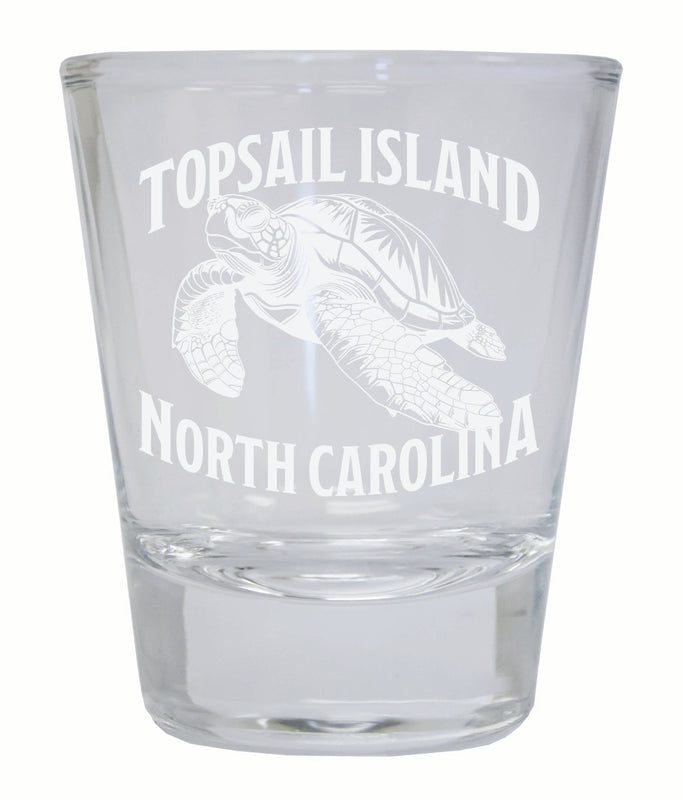 Topsail Island North Carolina Souvenir 2 Ounce Engraved Shot Glass Round Clear 2-Pack