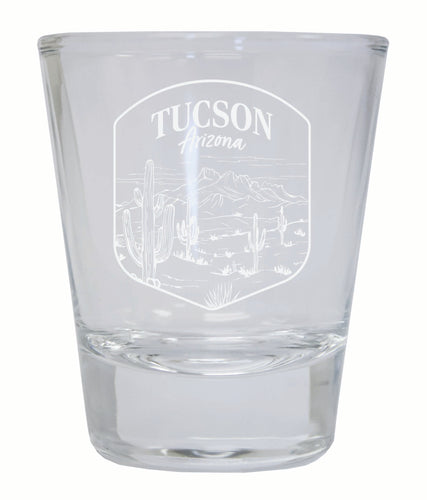 Tucson Arizona Souvenir 2 Ounce Engraved Shot Glass Round Clear Single Unit